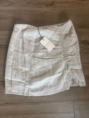 NWT Promesa Natural Linen-Blend Ruched Mini Skirt - Size M